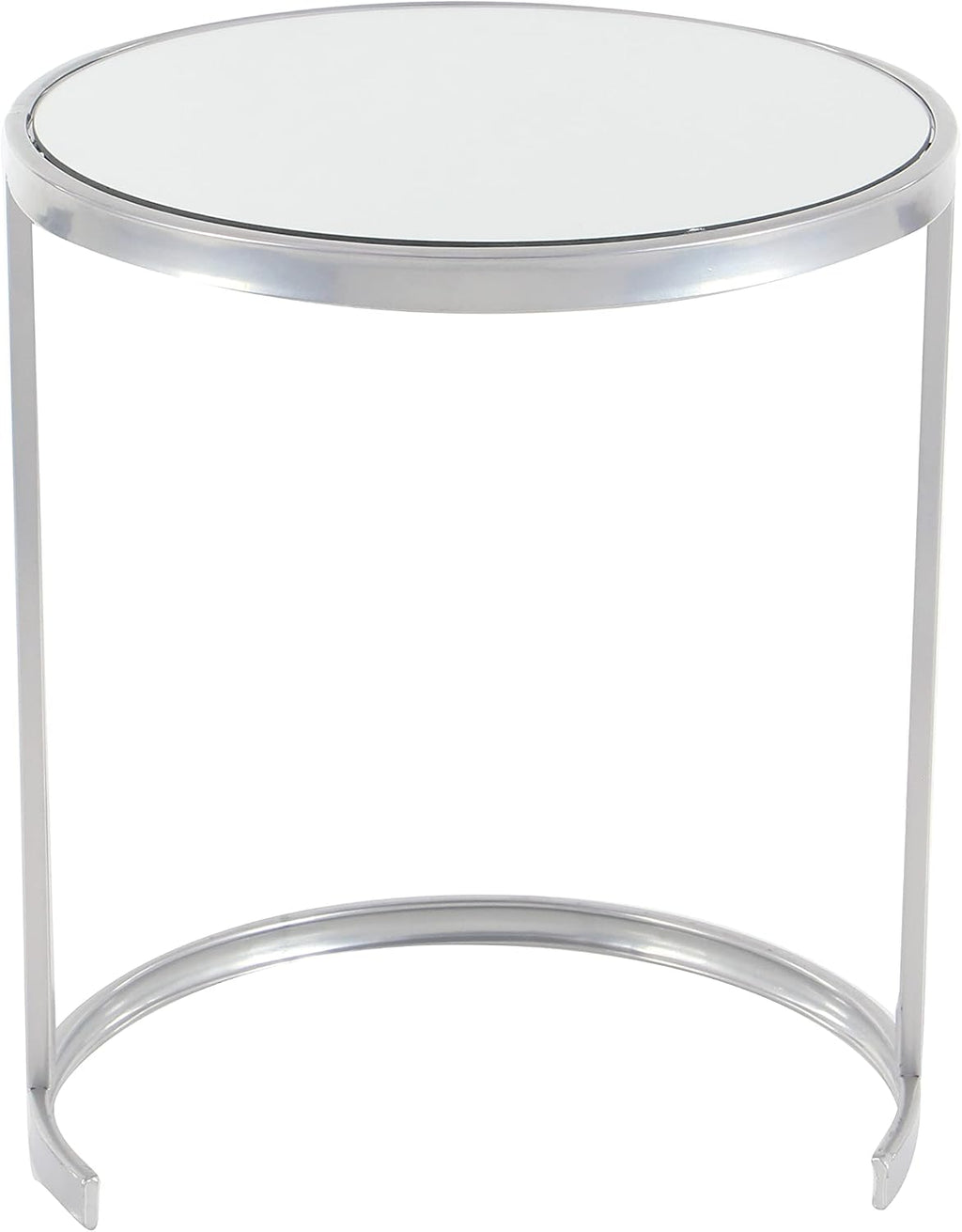 Deco 79 Metal Side End Accent Table Round Nesting End Table with Mirrored Glass Top, Set of 3 Side Table 21', 19', 17'H, Silver