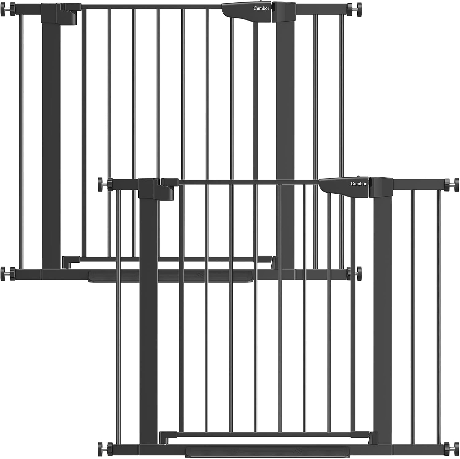 Cumbor 2 Pack 29.7-40.6' Baby Gate for Stairs, Mom's Choice Awards Winner-Auto Close Dog Gate for doorways, Pressure Mounted Pet Gates Indoor, Easy Walk Thru Wide Safety Child Gate for Dog, Black