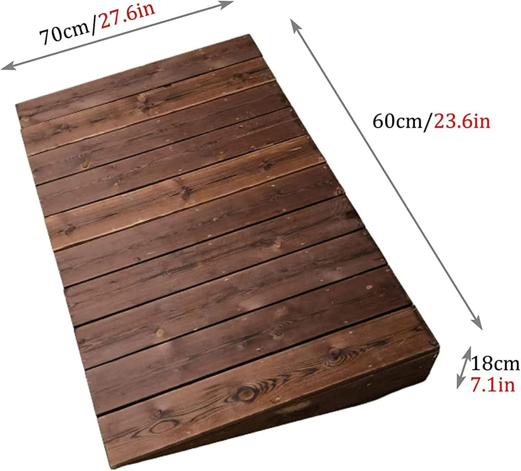 GUNEL 4inch/7inch/8inch/10inch Rise Threshold Ramp for Doorways, Portable Wooden Curb Transition Ramps for Curb/Driveway/Garage Door/Stair/Sheds, Non Slip Surface (Size : 60x70x18cm)