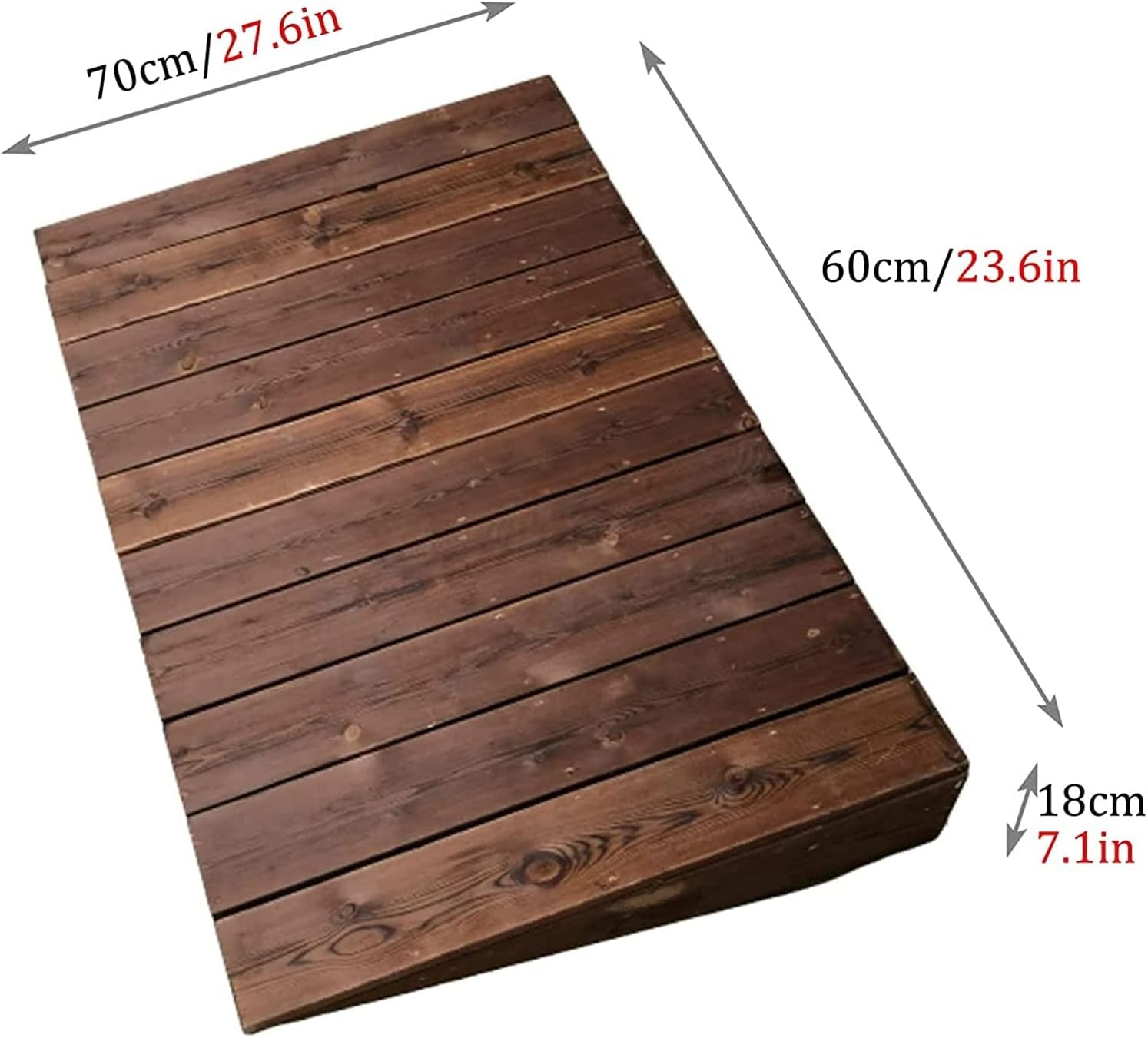 GUNEL 4inch/7inch/8inch/10inch Rise Threshold Ramp for Doorways, Portable Wooden Curb Transition Ramps for Curb/Driveway/Garage Door/Stair/Sheds, Non Slip Surface (Size : 60x70x18cm)