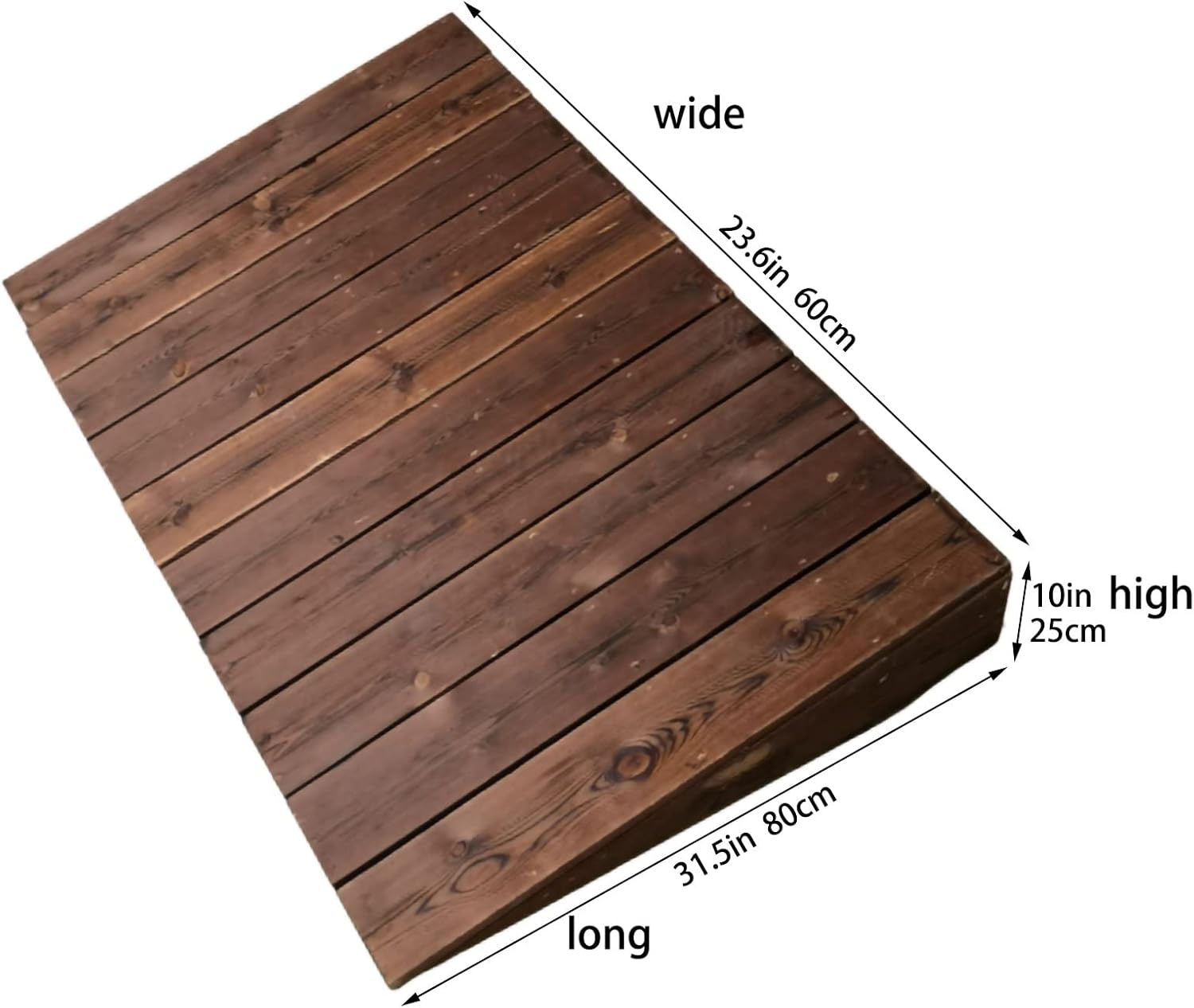4' 7' 8' 10' 12' Rise Rustic Wood Threshold Ramp for Home/Front Door/Yard/Doorways, Wheelchairs Walkers Car Motorcycle Entry Steps Transition Ramp, (Size : 23.6x31.5x10in/60x80x25