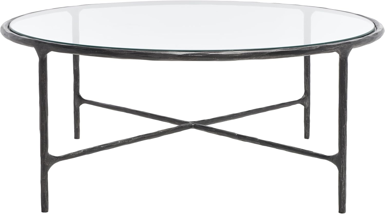 SAFAVIEH Couture Collection Jessa Black Metal/Tempered Glass Top Round Coffee Table (Fully Assembled)