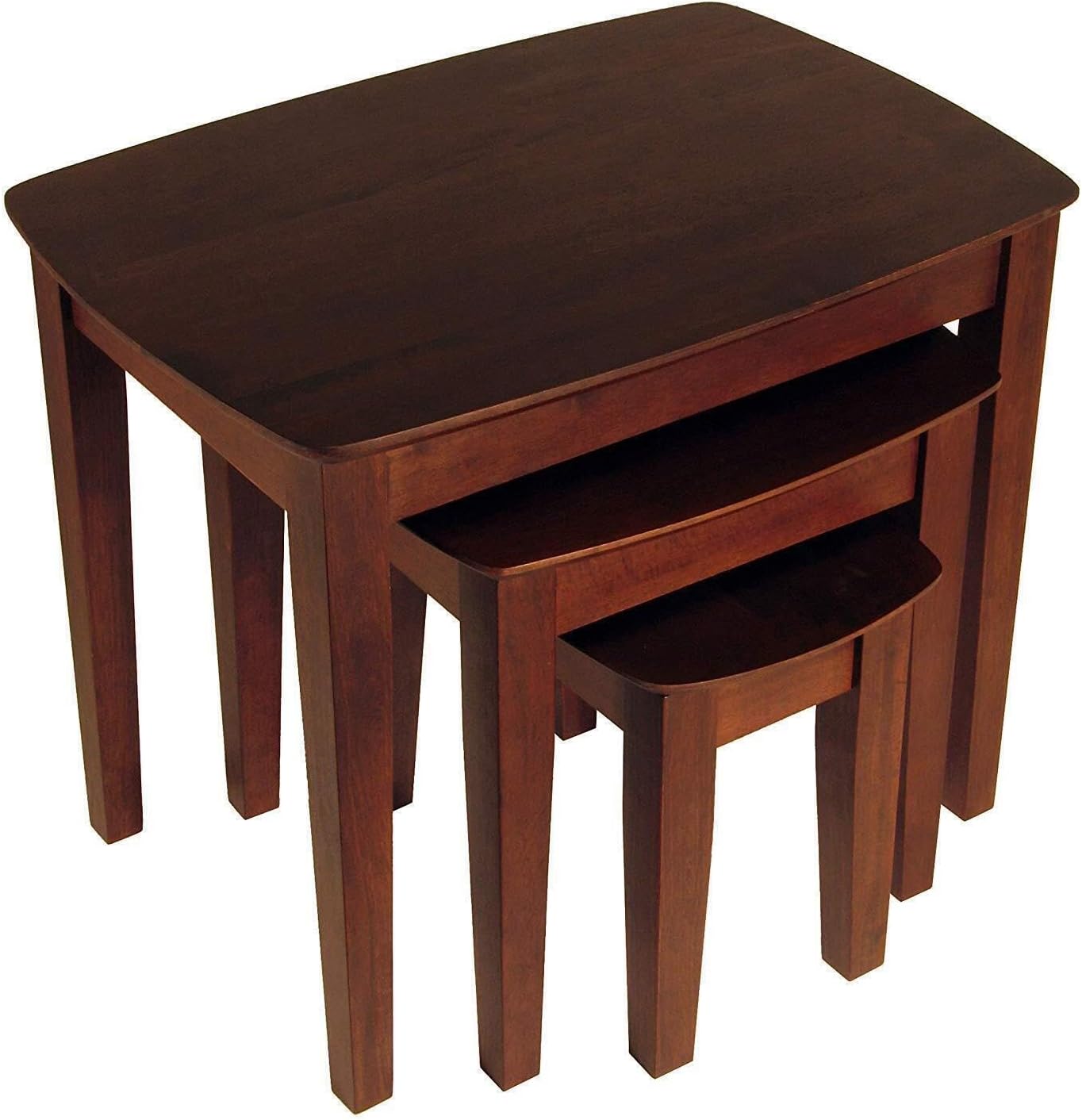 HomeStock Nesting Table Set - 3 Piece Solid Wood Tables - Living Room Coffee Accent Tables - Antique Walnut Finish