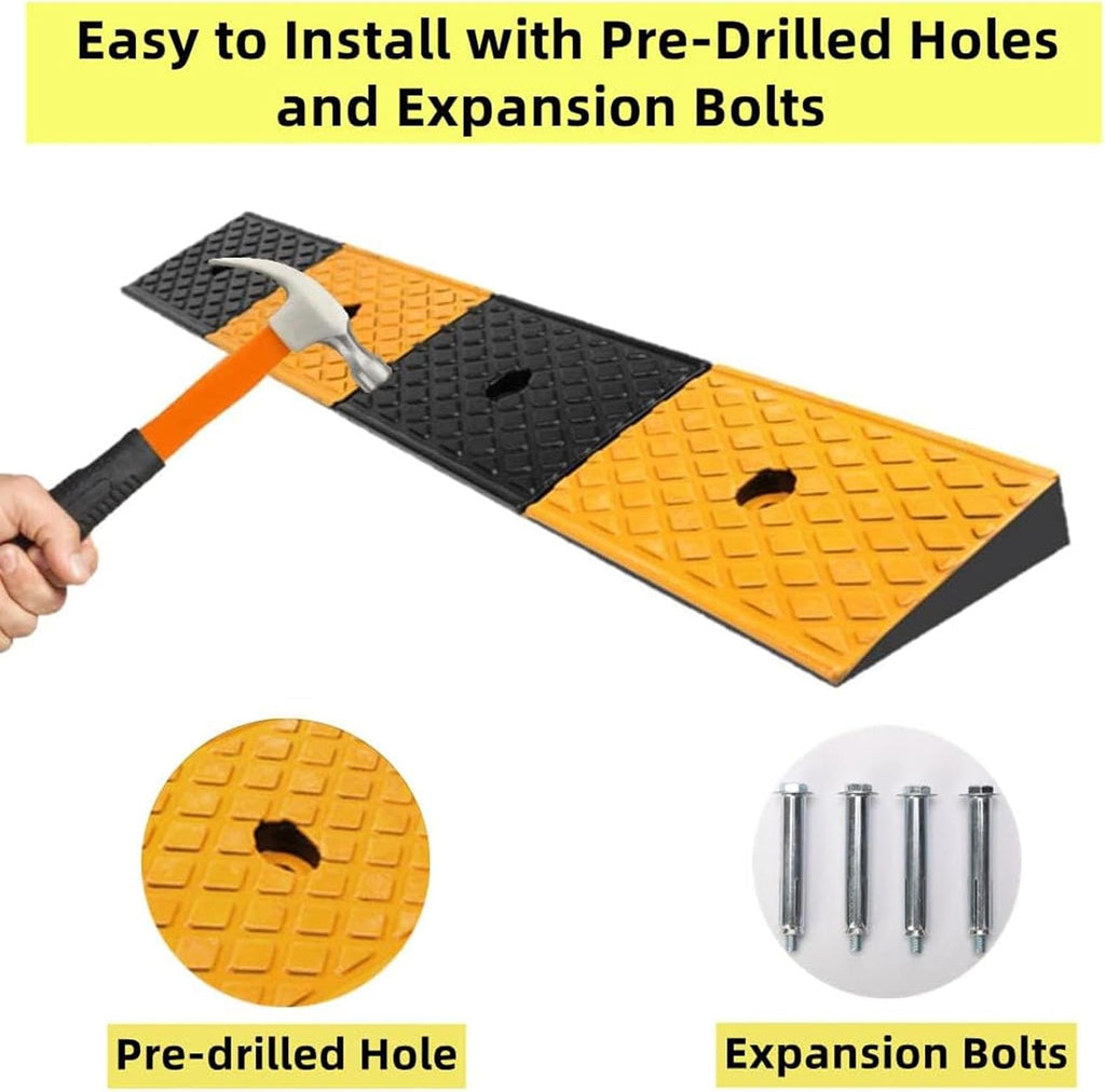 Rubber Curb Ramp, Heavy Duty Vehicle Loading Ramps, Driveway Threshold Sidewalk Ramps for Garage Truck Wheelchair Vehicle,2' Rise(100x15x4cm)