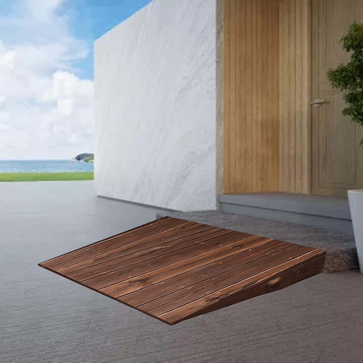 Ramps Door Threshold Ramp Interior Exterior, Portable Non Slip Wood Step Ramp/Doorway Wheelchair Ramp 3/4/ 5/6/ 8 Inch Rise, for Scooter Bike Access Home