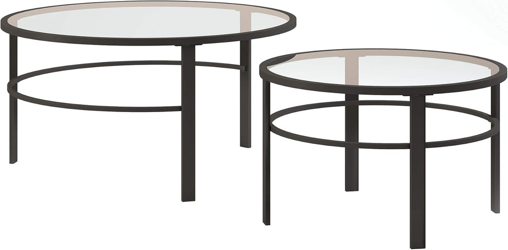 Henn&Hart Round Nested Coffee Table in Blackened Bronze, Coffee Table coffee tables for living room, studio apartment essentials, 36' Wide