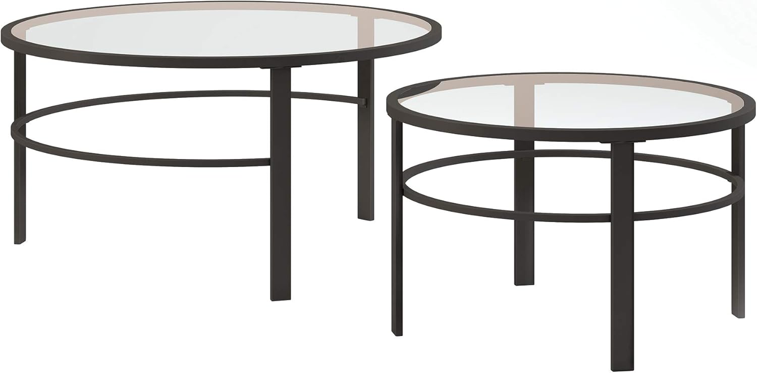 Henn&Hart Round Nested Coffee Table in Blackened Bronze, Coffee Table coffee tables for living room, studio apartment essentials, 36' Wide