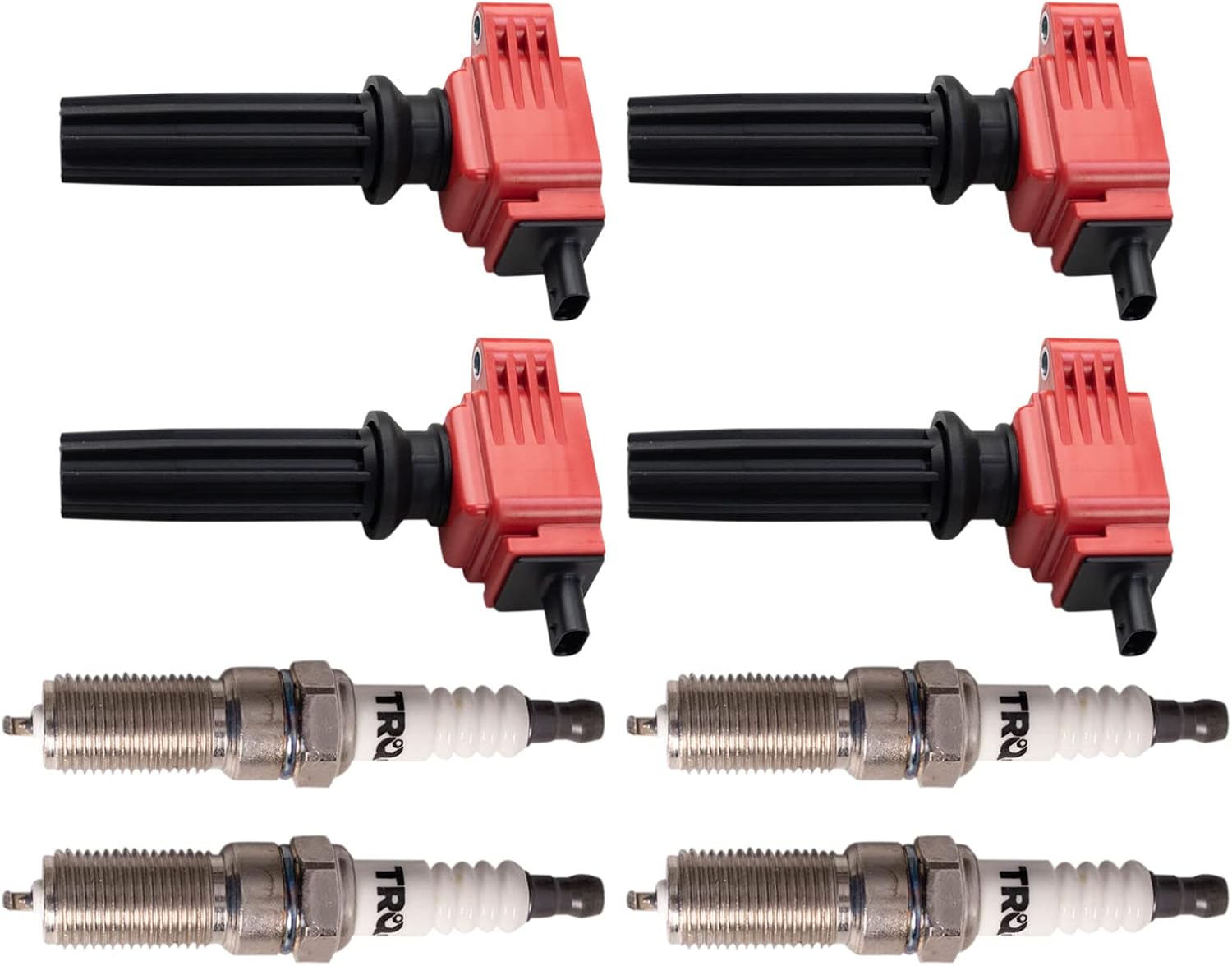 TRQ Ignition Coil & Spark Plug Kit Iridium 8 Piece Compatible with 2012-2018 Ford Focus 2.0L 2016-2018 Focus 2.3L 2015-2018 Edge 2.0L 2012-2017 Land Rover Range Rover Evoque 2013-2015 LR2