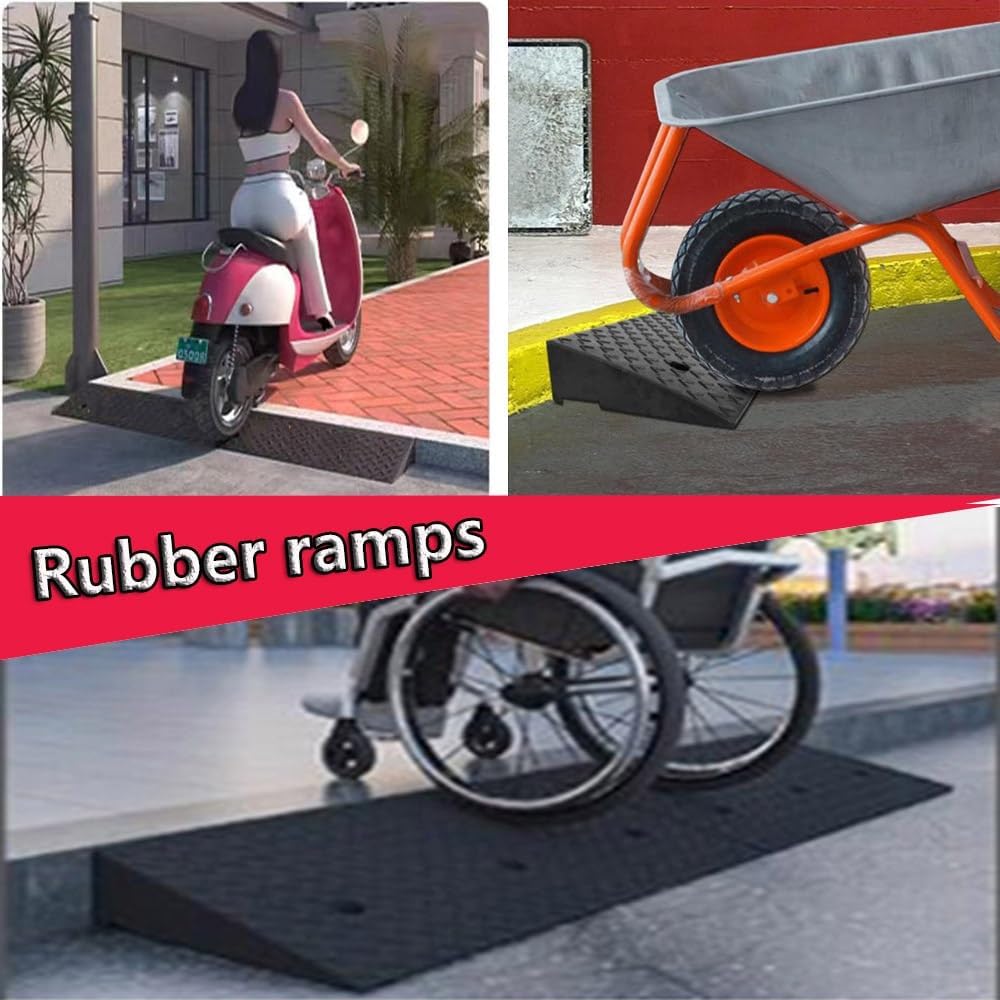 Curb ramp,Driveway ramp, Garage Threshold Ramp 2' 3' Rise Heavy Duty Loading Shed Ramps for Trailer Walkers(50x30x14cm)