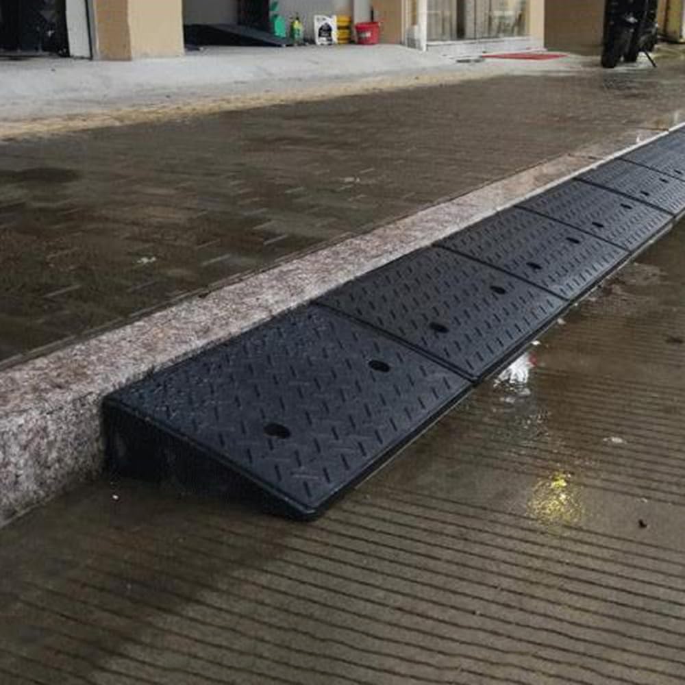 Portable Curb Ramps 2' 4' Rise Rubber Threshold Ramp, Lightweight Wheelchair Ramp, Outdoor Driveway Ramps for Sidewalk Steps Garage Cars(50x50x14 cm (20'x20'x5.5'))