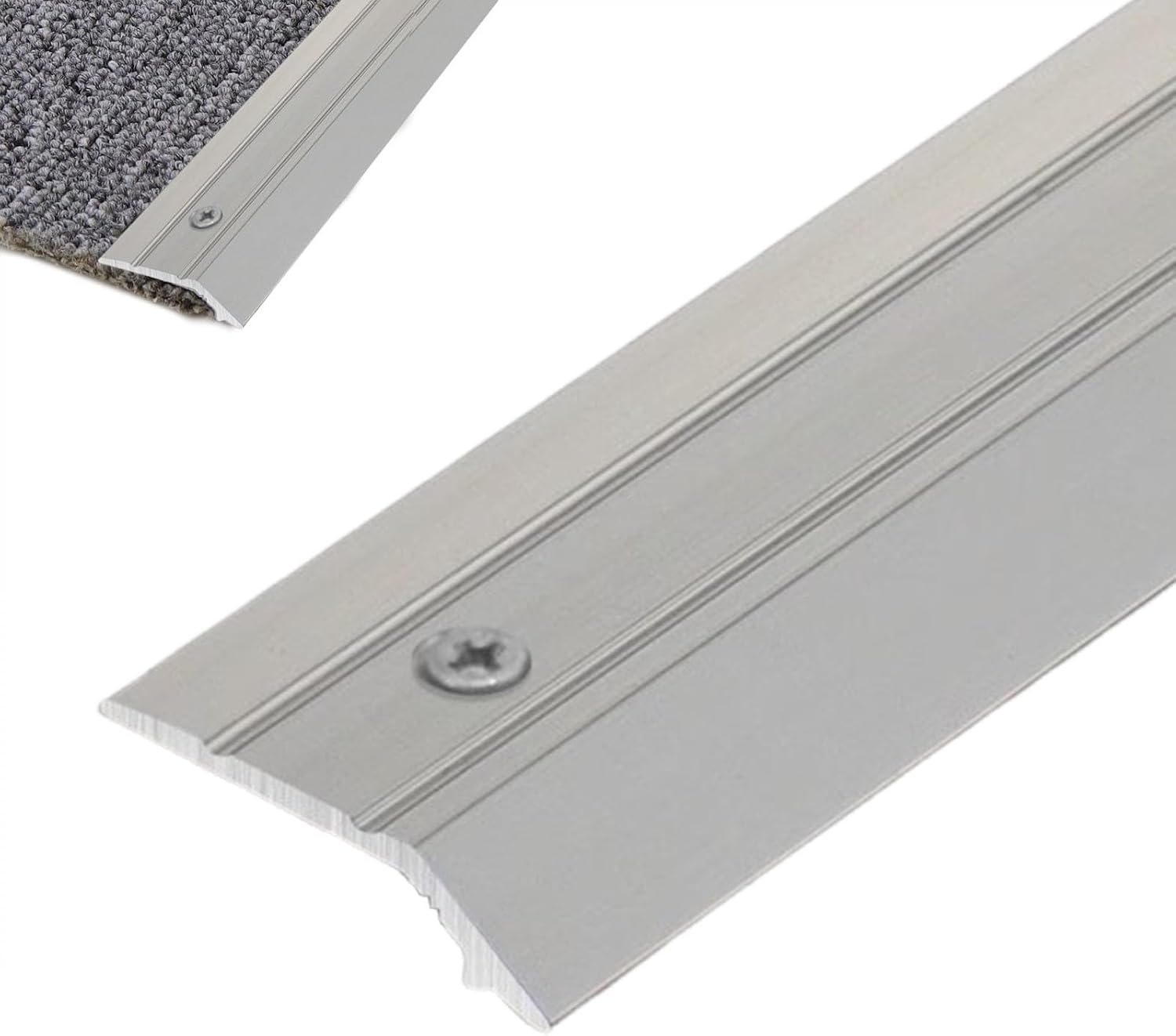 1 Inch Wide Aluminum Floor Threshold Strip - Non-Slip Carpet & Floor Transition Edging Trim(Silver,135cm)