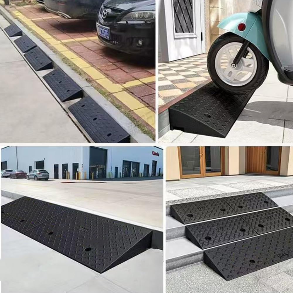 Curb Ramp 1-5'' Rise Wheelchair Ramp Non-Slip Threshold Ramps, Heavy Duty Shed Storage Ramps, Rubber Driveway Ramps for Cars, Motorcycles, Warehouse(100x25x4cm/39.3x9.8x1.57in)