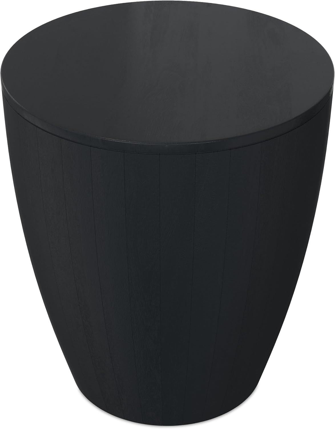 SIMPLIHOME Elmbrook End Table - 21 inch Wide Solid Mango Wood Round Drum Table with Vertical Panel Detailing in Black, Modern Nightstand or Plant Stand for Living Room or Bedroom, Assembled