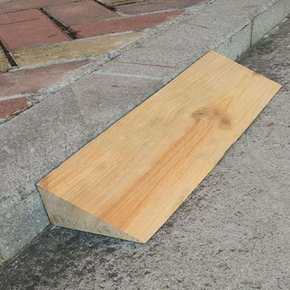 Solid Wood Threshold Ramp 2'' Rise Curb Ramp, Kerb Ramps Portable Mobile Loading Ramp for Walkers Motorcycle Steps Doorways, Non-Slip Surface (Size : 10 * 60 * 6cm) (10 * 60 * 6cm)
