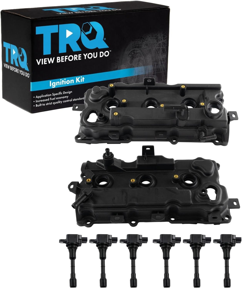 TRQ Ignition Coil Kit 8 Piece Valve Cover Compatible with 2009-2014 Nissan Murano 2011-2014 Quest