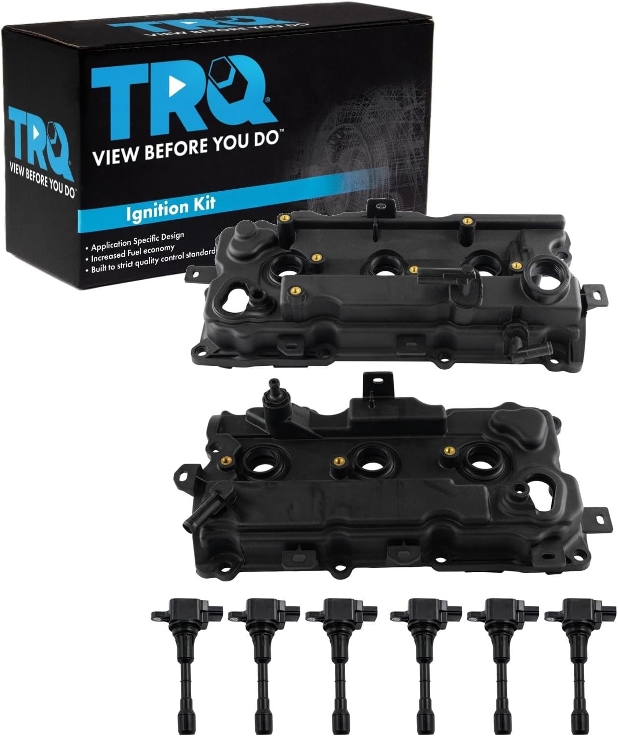 TRQ Ignition Coil Kit 8 Piece Valve Cover Compatible with 2009-2014 Nissan Murano 2011-2014 Quest