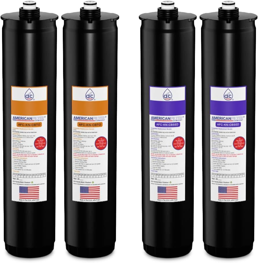 American Filter Company®, #AFC-KN-OP, Compatible with Kinetico® K5, K2, VX, RX and KRO+ Replacement Cartridge set 9306B(Orange) & 9461A(Purple) - 1 Year Pack
