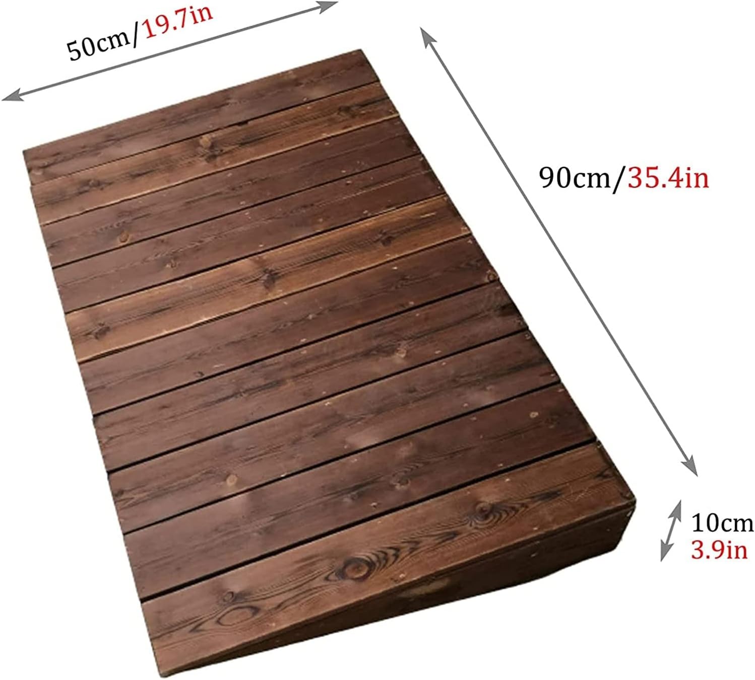 GUNEL 4inch/7inch/8inch/10inch Rise Threshold Ramp for Doorways, Portable Wooden Curb Transition Ramps for Curb/Driveway/Garage Door/Stair/Sheds, Non Slip Surface (Size : 90x50x10cm)