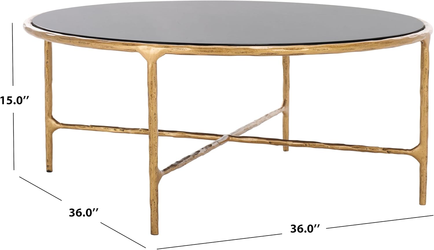 SAFAVIEH Couture Collection Jessa Brass Base & Black Marble Top Round Coffee Table, Fully Assembled