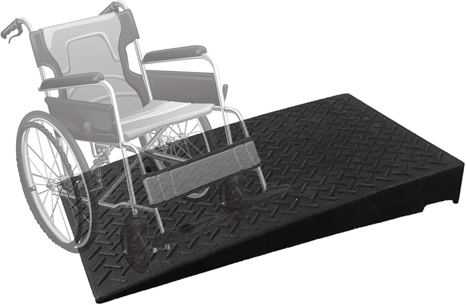 GUENZO Threshold Ramp, Wheelchair Ramp for Driveway Curb Entryway Doorways, 4in/ 5in/ 6in/ 7in /8in Rise Safety Non-Slip Rubber Threshold Transition Ramp, 39in Depth(10cm/4in Rise)