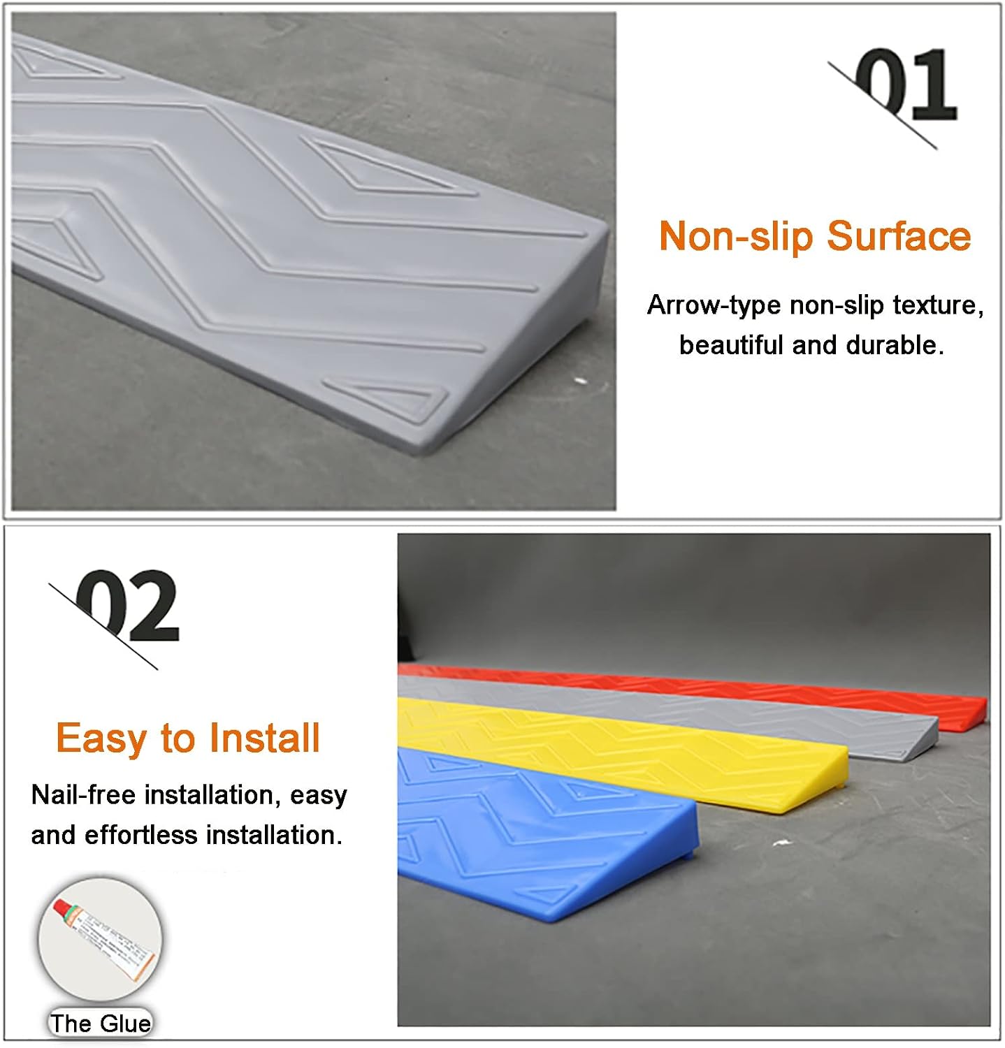 Ramps Portable Threshold Ramps, 3-9cm High, Indoor Curb Ramps, Non-Slip Kerb Ramp for Threshold Wheelchair Scooter Sweeping Robot, Door Step Accessible Rise Channel Mat