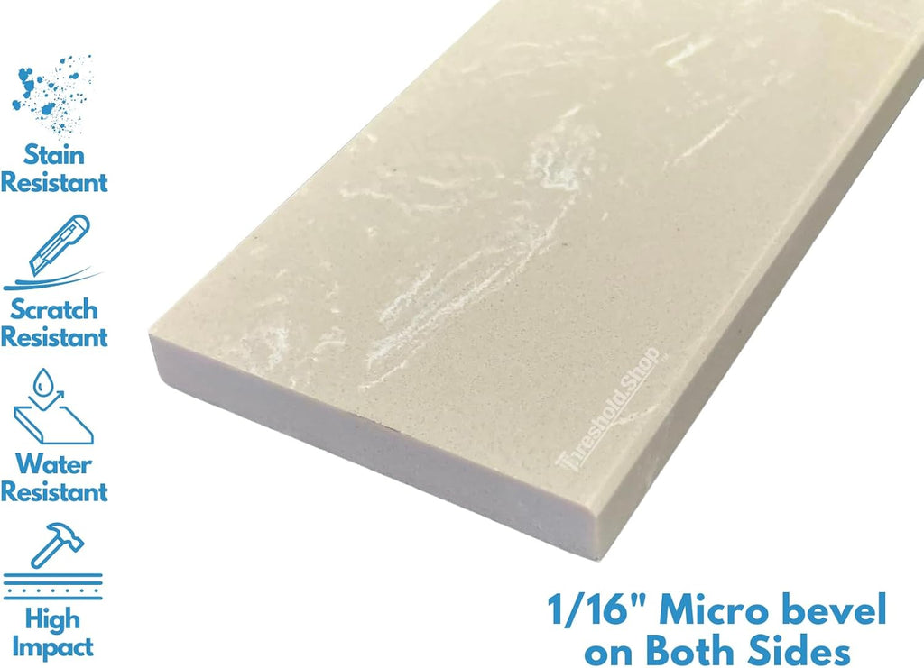 60 inch Shower Curb Top | Beige Engineered Marble Threshold for Schluter Kerdi Board and Tile Redi Shower Pan Systems (5' x 60')