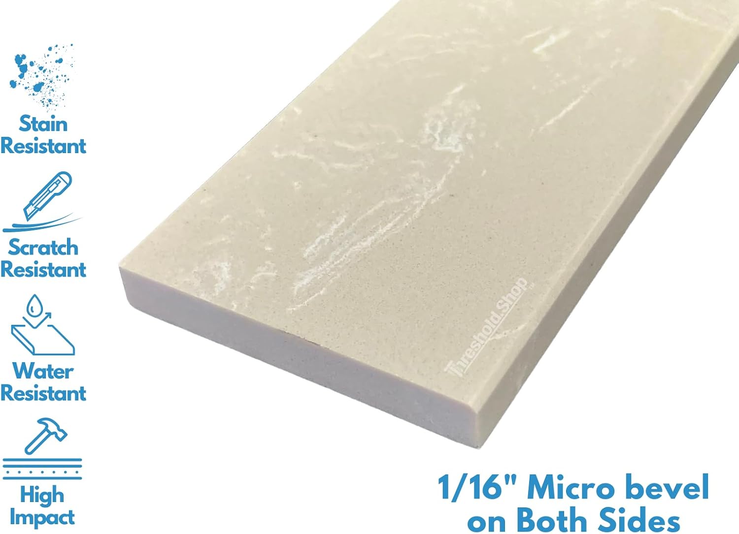 60 inch Shower Curb Top | Beige Engineered Marble Threshold for Schluter Kerdi Board and Tile Redi Shower Pan Systems (5' x 60')