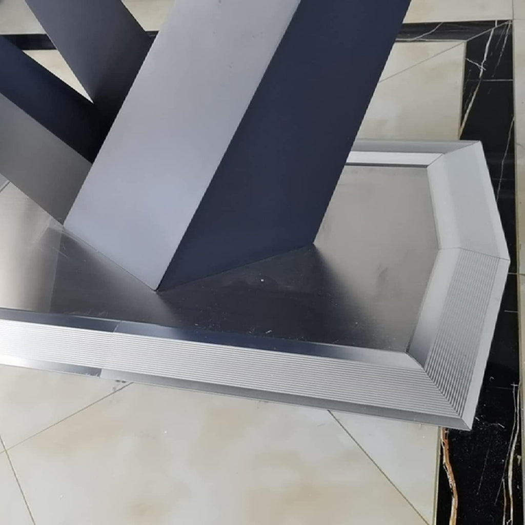 Doorway Uneven Floor Transition Strip, Metal Floor Transition Strip Wood to Tile, Extra Wide 10cm Doorway Thresholds Ramp for Uneven Floors, Non-Slip Reducer Flute with Groove