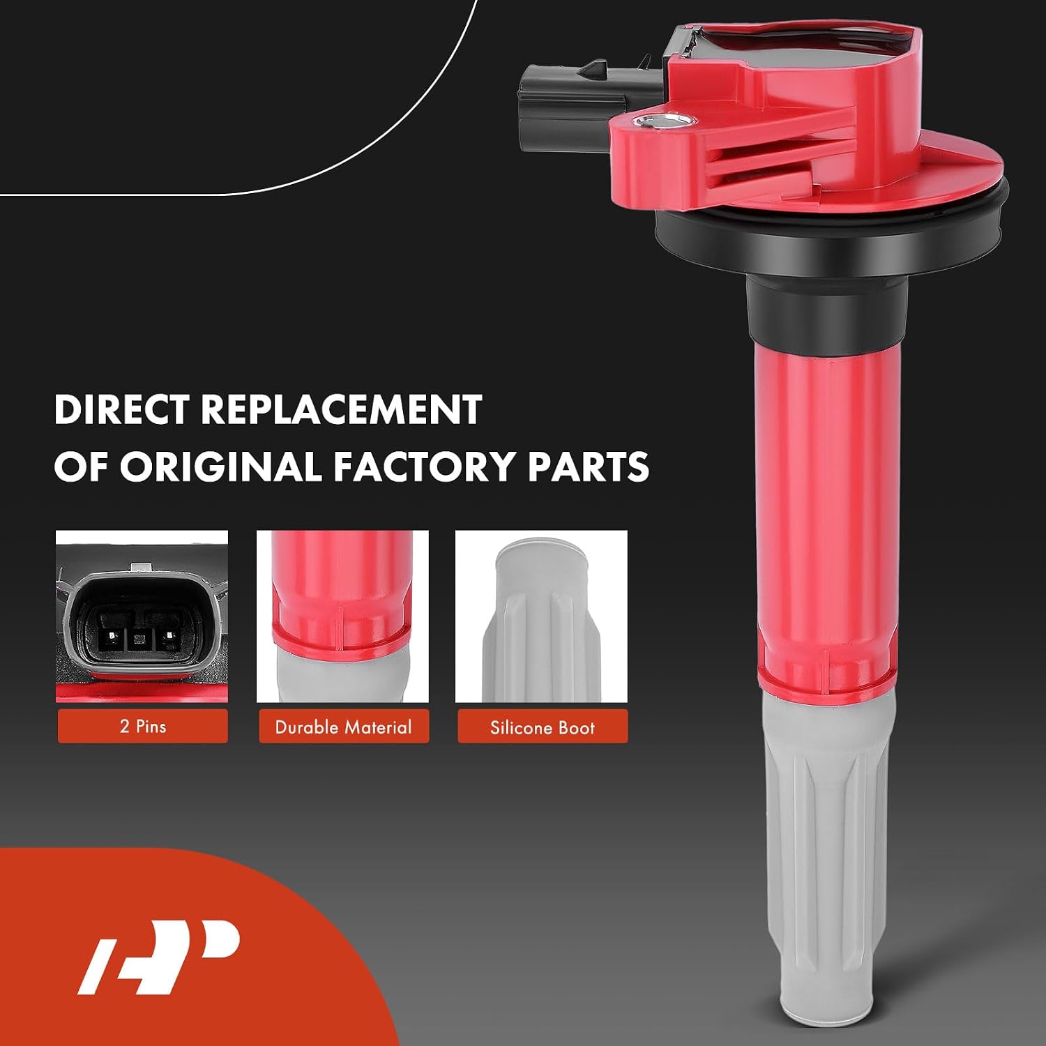 A-Premium Ignition Coils and Spark Plugs Kits Compatible with Ford F-150 2011-2016, Mustang 2011-2015, 5.0L Red, Set of 8