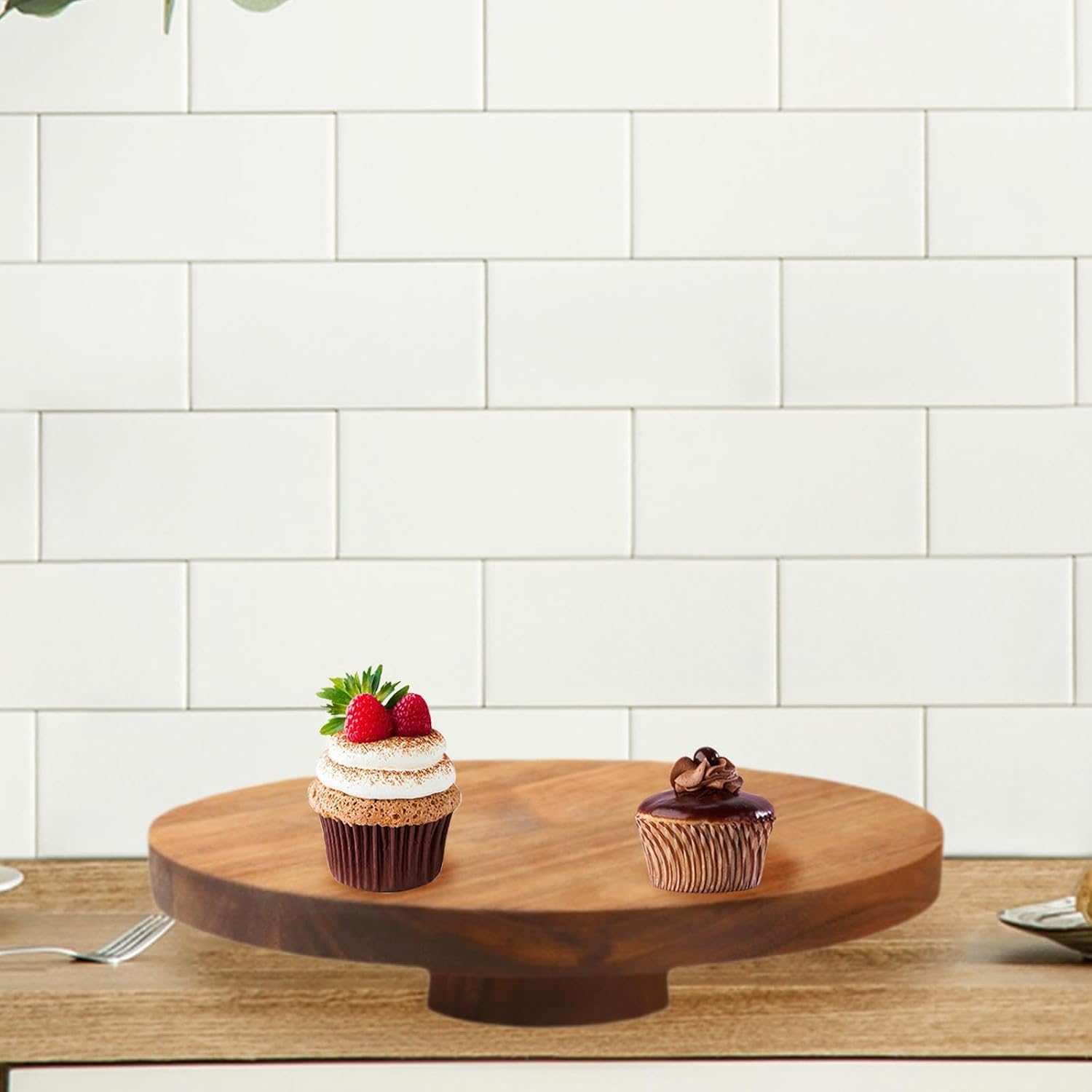 Wood Cake Stand Farmhouse Cake Pedestal Cheese Board Serving Platter for Party Crafts Festivals Home Decorations Housewarming