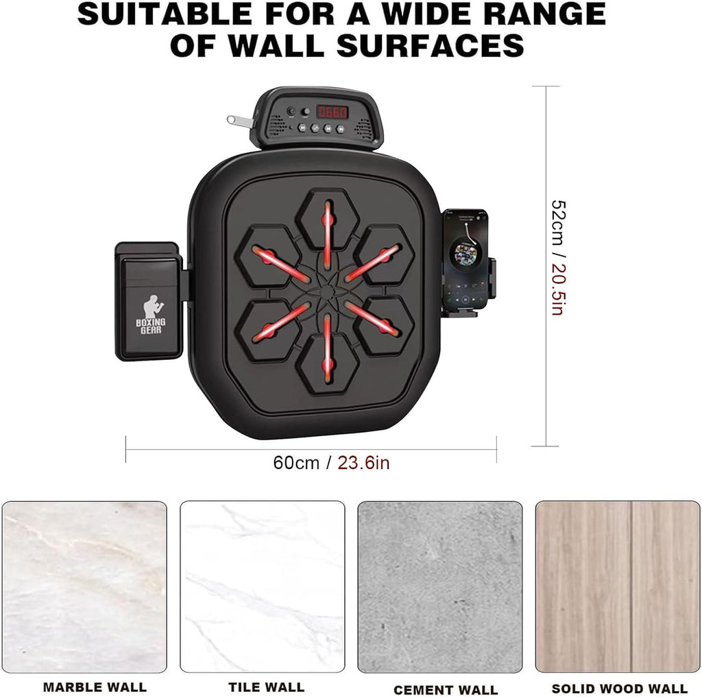 Music Boxing Machine, Smart Wall Mounted Boxing Target with 2 Pairs of Boxing Gloves for Office, Entertainment Center
