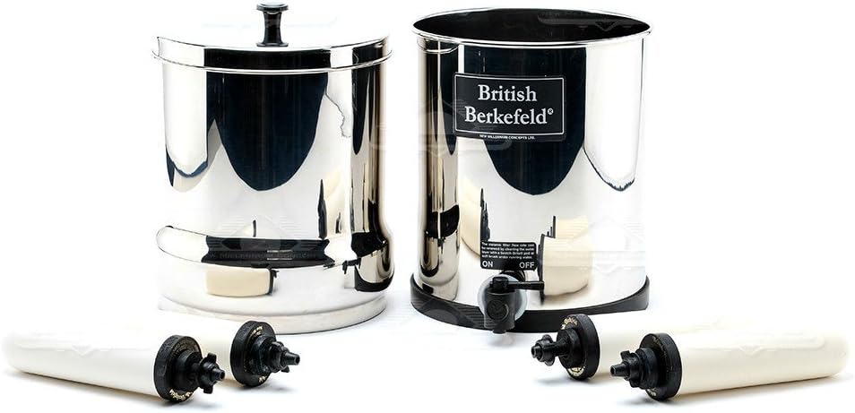 British Berkefeld® Gravity Water Filter with four 7' Super Sterasyl™ Ceramic Water Filter Elements