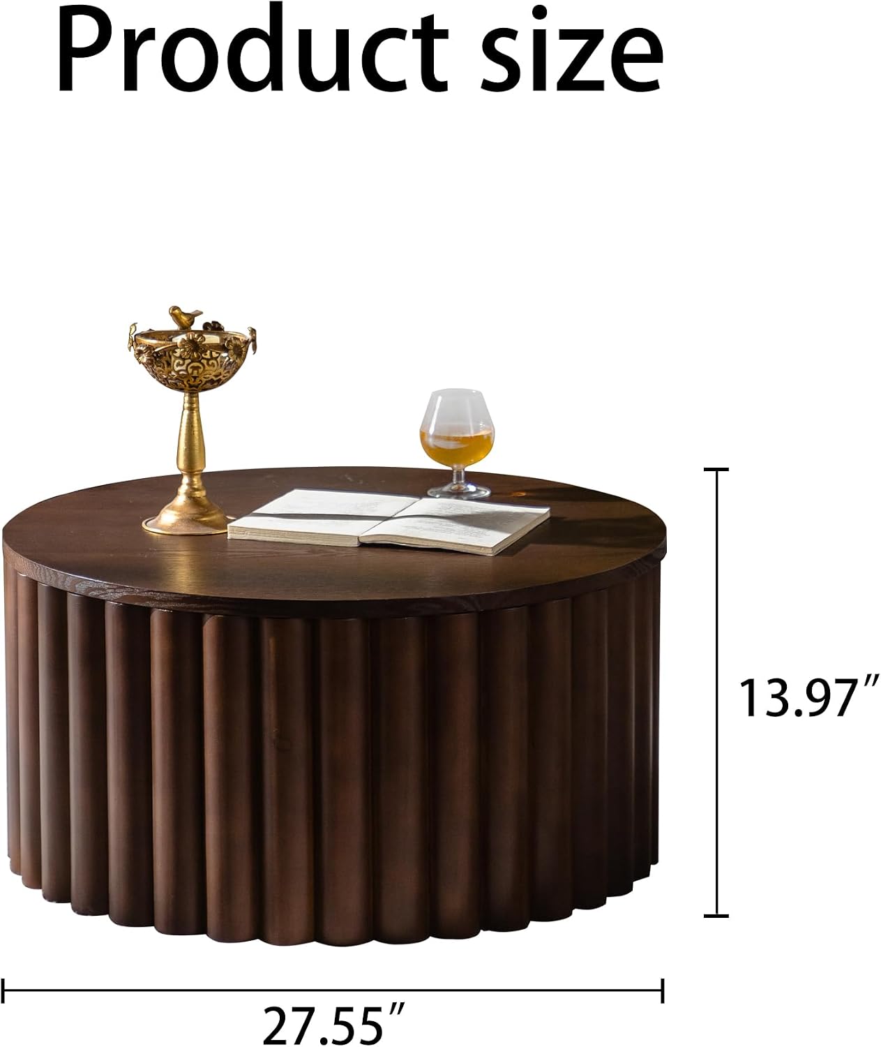 WILLIAMSPACE 27.56' Round Lift-Top Coffee Table with Hidden Storage & Sturdy Pedestal, Modern Wooden Center Accent End Tea Table, No Need Assemble, Walnut