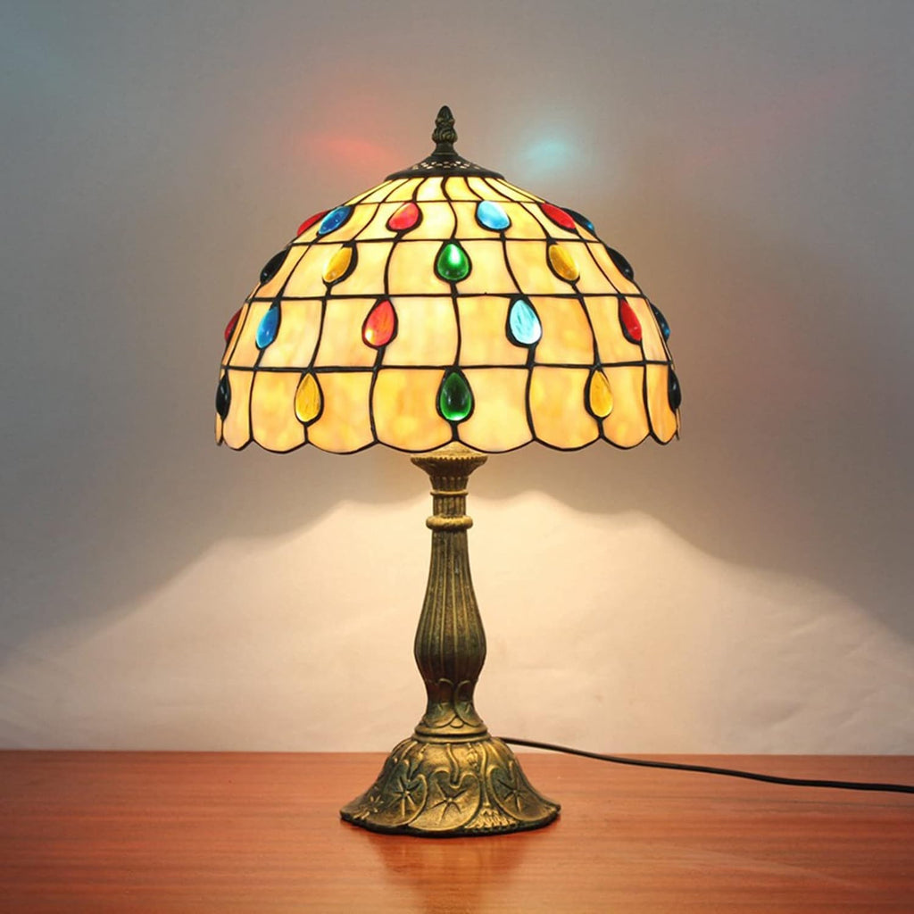 Tiffany Style Lamp Table Top Stained Glass Bedside Lamp,Vintage Nightstand Lamp Night Light Indoor Lighting Decoration Desk Lamp Children's Room Light Bedroom Lamp