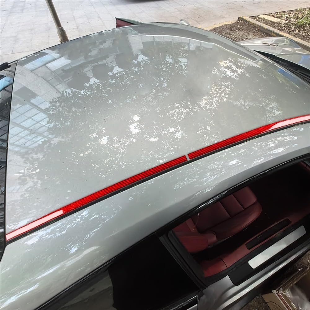 2pcs Car Roof Trim Trim on Both Sides Black&Red Color Carbon Fiber Decoration Compatible with Porsche 911 992 2019-2023 Models Car Accessories(Red Carbon Fiber)