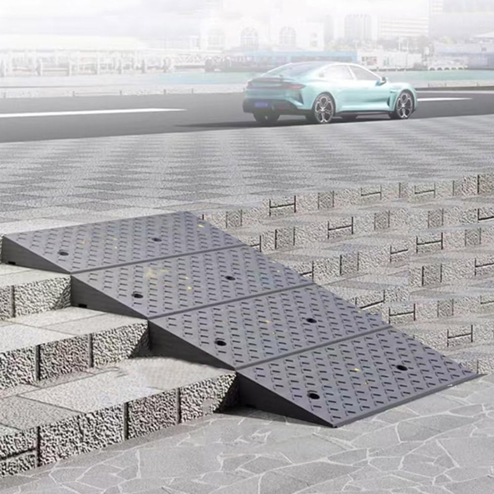 Rubber Threshold Ramp, 2' 7' Rise Lightweight Wheelchair Curb Ramps, Portable Door Entry Ramps for Doorway Sidewalk Garage Warehouse(H 14 CM/5.5')