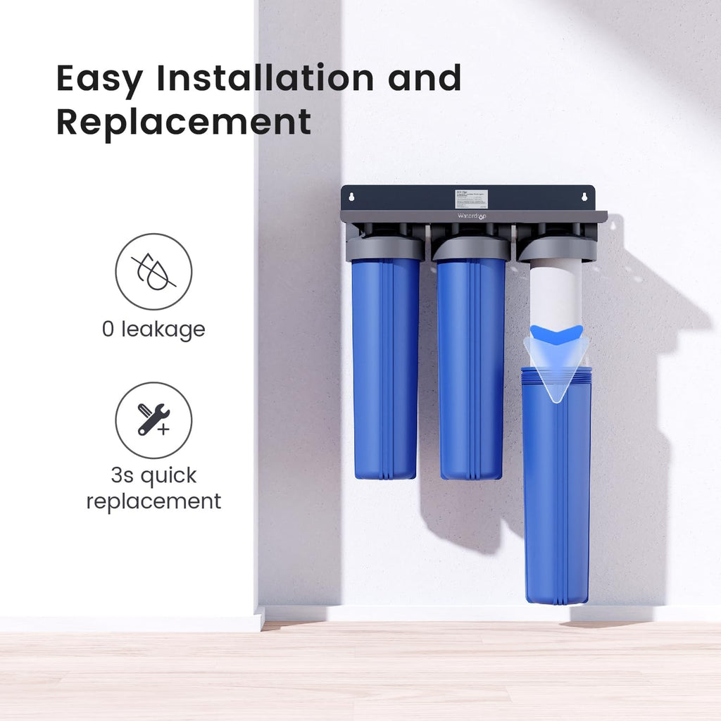 Waterdrop WF20PFC Whole House Water Filter, Compatible with WHF3T-FG, iSpring WGB32BM, Express Water WH300SICS, HQUA WF3-01, Any 20' x 4.5' System, Reduces Iron, Manganese, Chlorine