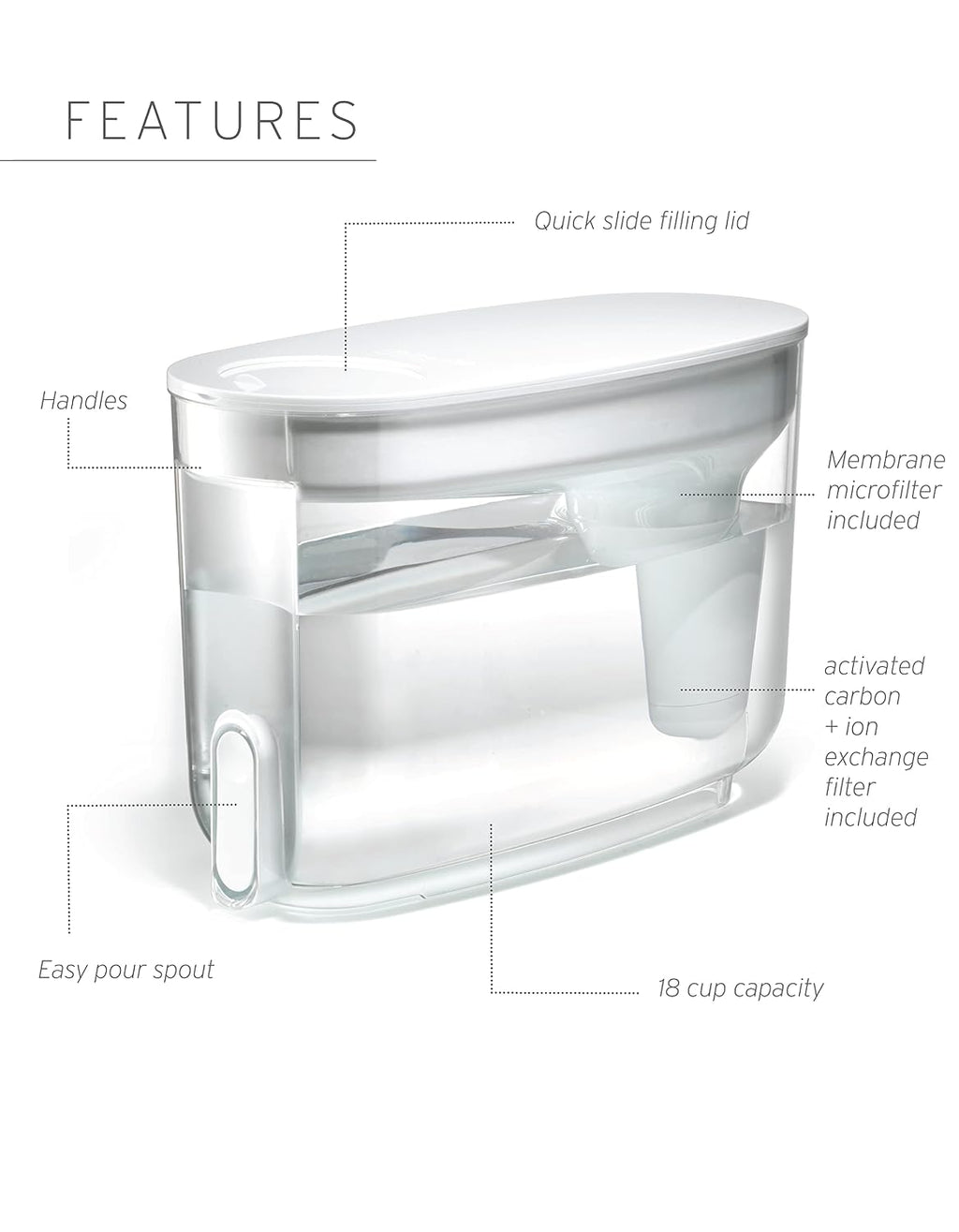 LifeStraw Home — Water Filter Dispenser, 18-Cup, Pebble (Pack of 2)