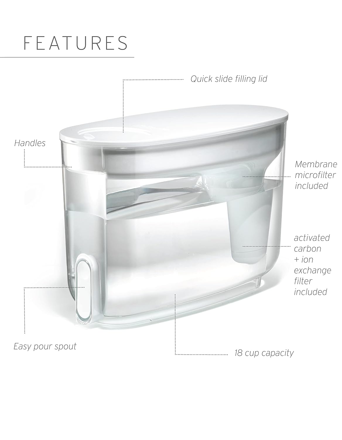 LifeStraw Home — Water Filter Dispenser, 18-Cup, Pebble (Pack of 2)