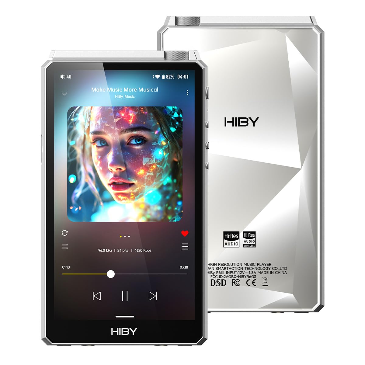 HiBy R6III 2025 DAP Player Hi Res Audio MP3 Player with Class A&AB Amp/Android 12/Bluetooth 5.0/WiFi/64G+2TB Expandable Memory