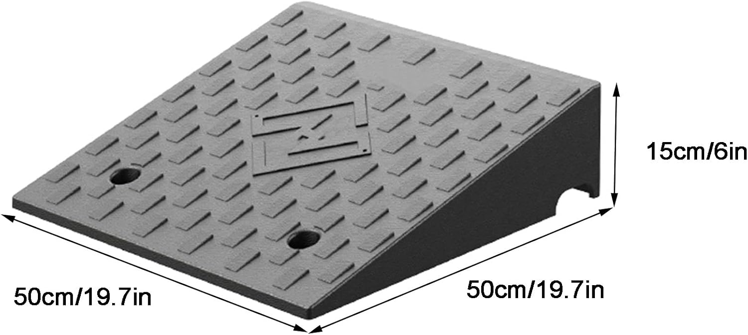 Curb Ramp, 1.6' to 8' Rise Threshold Ramps for Doorways, 22000lbs Heavy Duty, for Forklifts, Trucks, Buses, Cars, Wheelchairs, Bikes(50x50x15cm/19.7x19.7x6in)