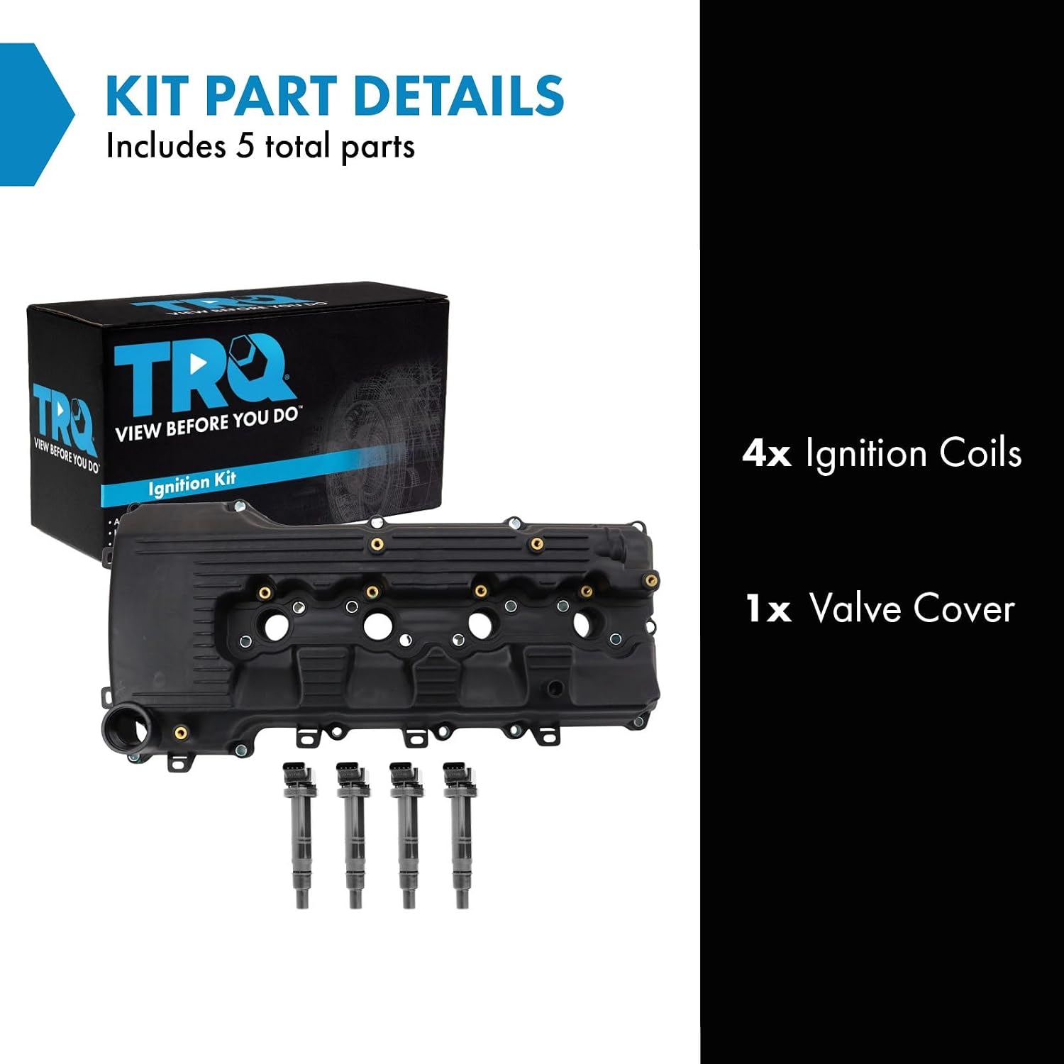 TRQ Ignition Coil Kit 5 Piece Compatible with 2010 Toyota 4Runner 2005-2015 Tacoma