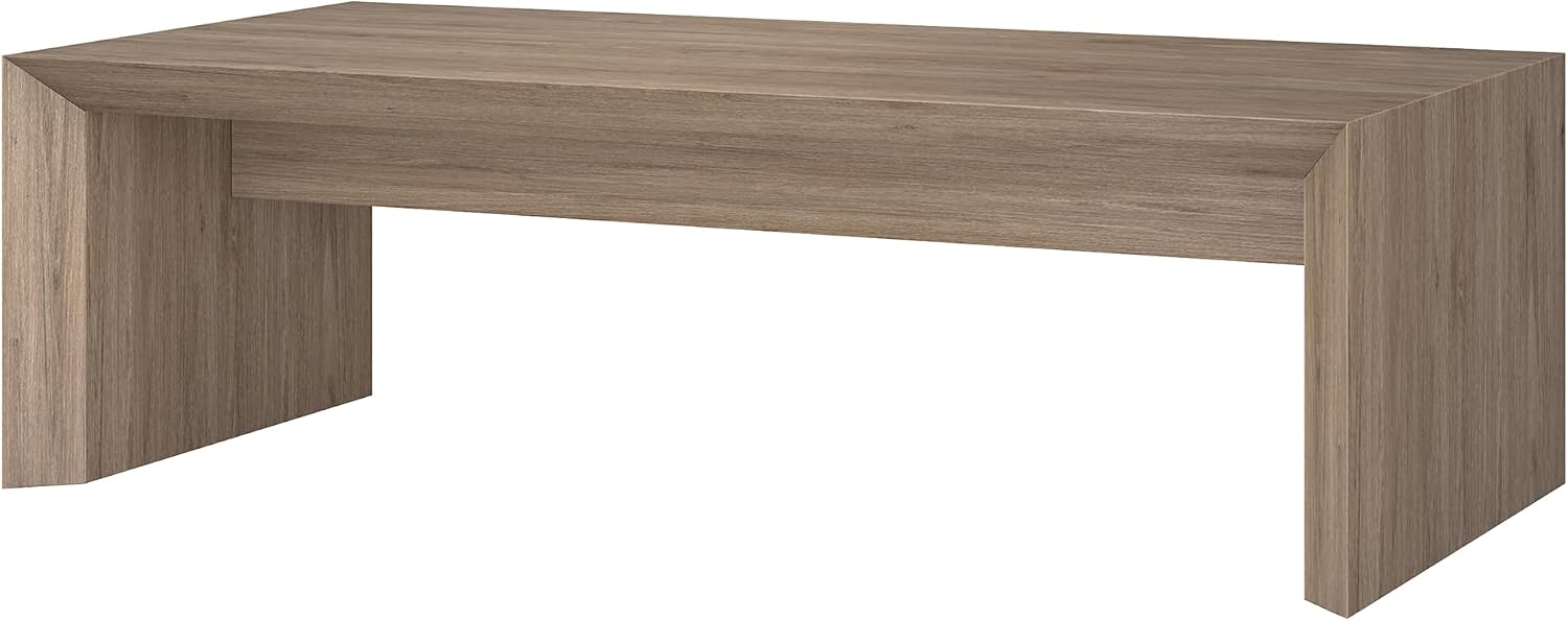 Henn&Hart 48' Rectangular Low-Profile Coffee Table for Living Room, Family Room, or Office, Weathered Gray