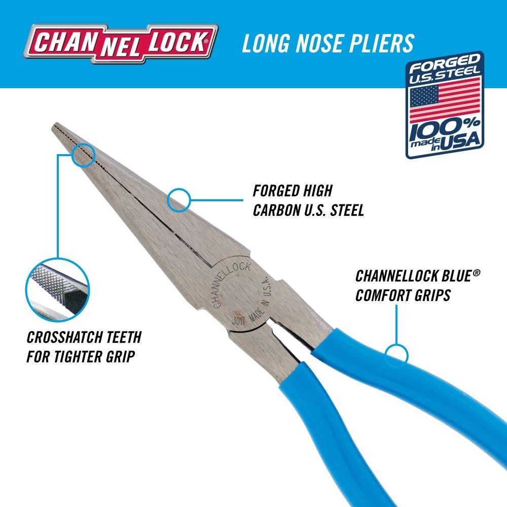 CHANNELLOCK GS-50 5pc Pliers Set | Made in USA | Forged High Carbon Steel | Includes Tongue & Groove, Linemen's, Long Nose and Cutting Pliers