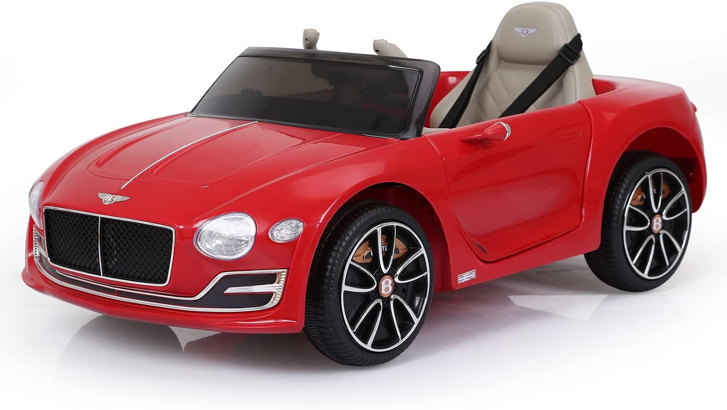 SEHOMY 12V Electric Ride On Car with Remote, Bentley Licensed Motorized Vehicles for Kids Ages 3-8, Battery Powered Children Toy Cars, 4 Wheels, LED Headlights, MP3, Horn, TF Card, USB Port, Red