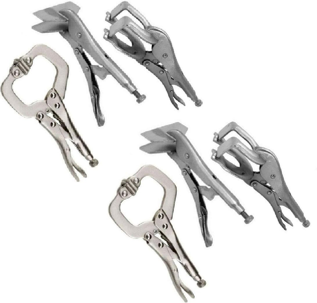 6 PC. Locking Grip Welding Clamp Vise C-Clamp Sheet Metal Clamp Plier Tool Set, Jikkolumlukka