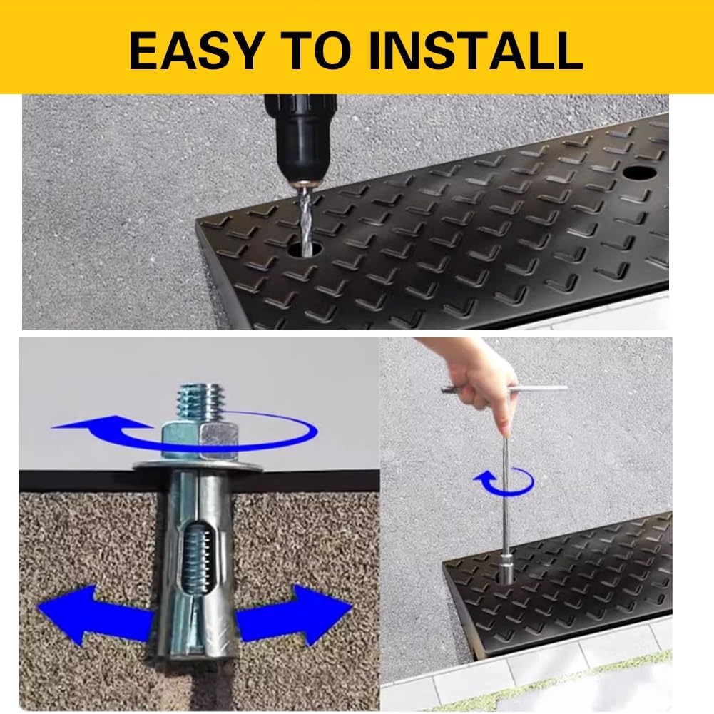 Rubber Curb Ramp Heavy Duty Rise Driveway Ramps Threshold Ramps for Loading Cars Vehicles Truck Scooter Bike Motorcycle(39.4x11.8x5.1in)