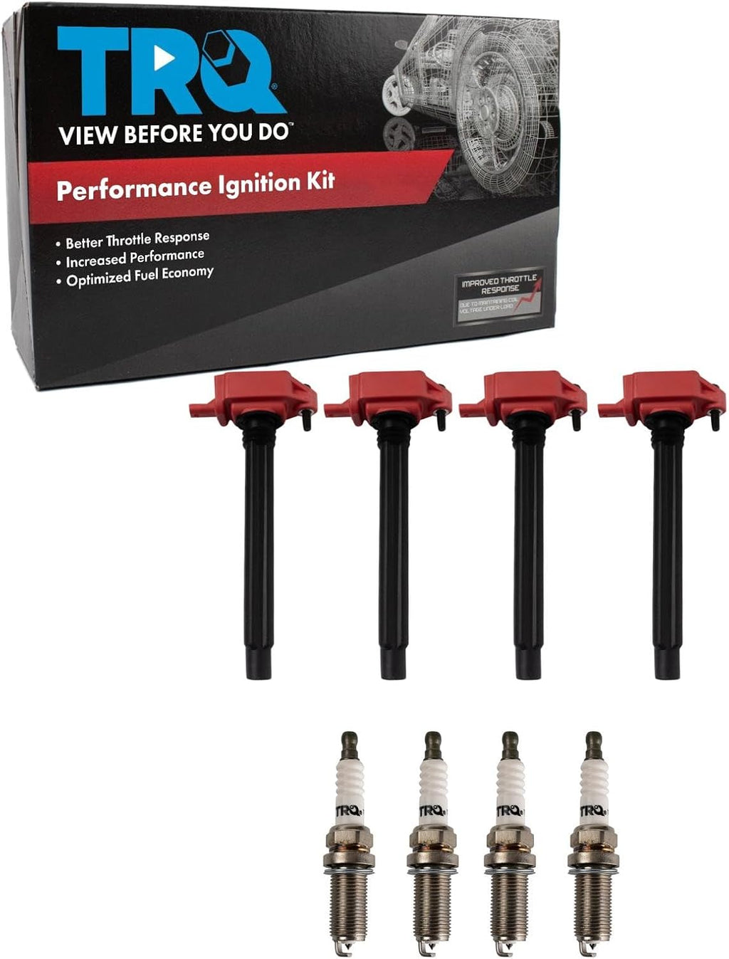 TRQ Ignition Coil & Spark Plug Kit 8 Piece Iridium Spark Plugs Compatible with 2014-2016 Dodge Dart 2015-2017 Chrysler 200 2014-2021 Jeep Cherokee Renegade Compass 2015-2021 Ram ProMaster City