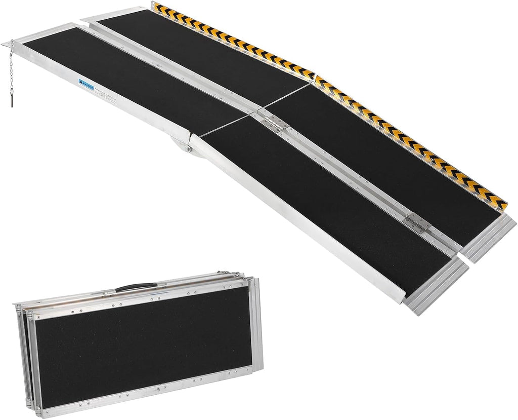 7FT Portable Wheelchair Ramp, Wheel Chair Ramp, Non-Slip Aluminum Wheelchair Ramp, 600lbs Weight Capacity for Home, Doorways, Curbs, Steps