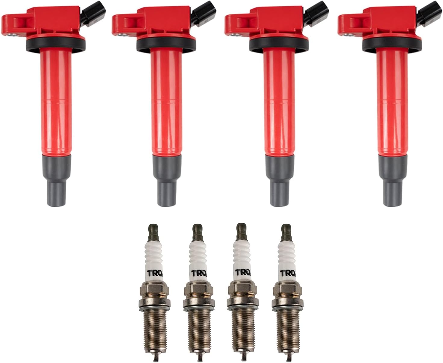 TRQ Ignition Coil & Spark Plug Kit 8 Piece Iridium Compatible with 2001-2011 Toyota Camry 2001-2007 Highlander 2001-2008 RAV4 2002-2006 Solara 2005-2010 Scion tC 2010-2012 xB 2009-2010 Corolla Matrix
